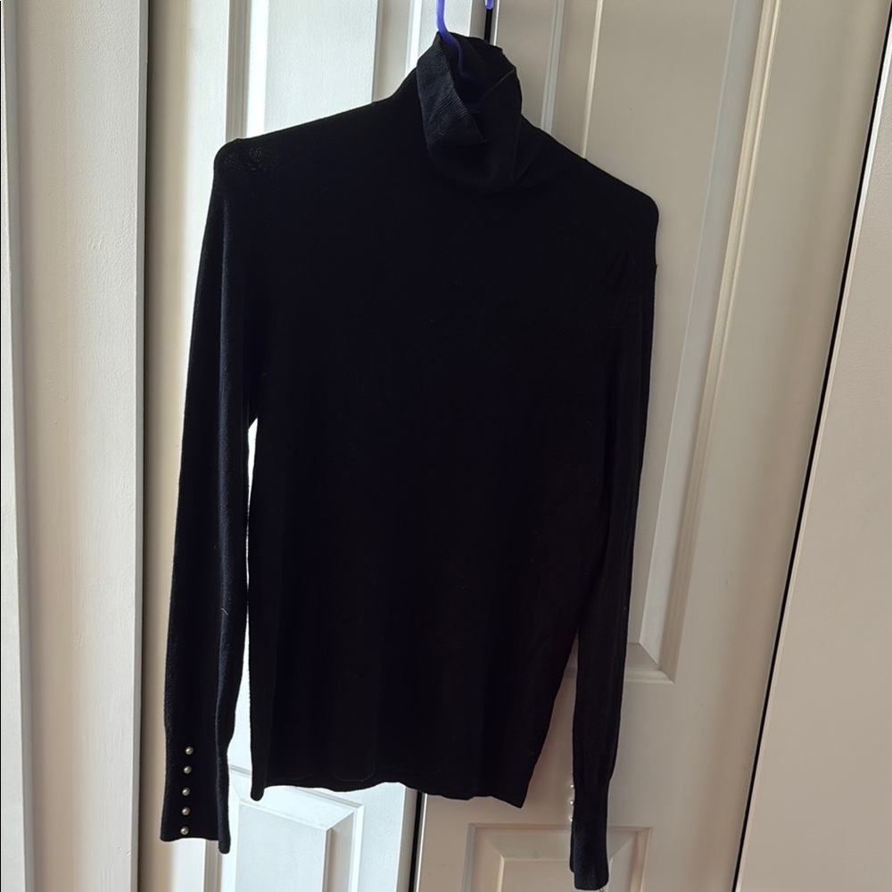 Zara Women’s Black Turtleneck Sweater with Pearl details